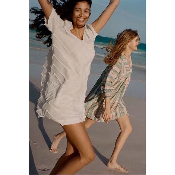 NEW Anthropologie The Odells Perla Smocked Shoulder V-Neck Mini Dress X-Small - Picture 5 of 5